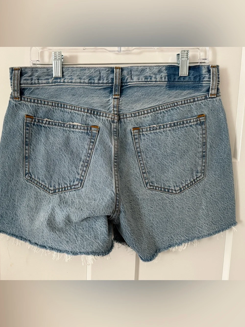Low rise baggy Light Wash Distressed Denim Shorts